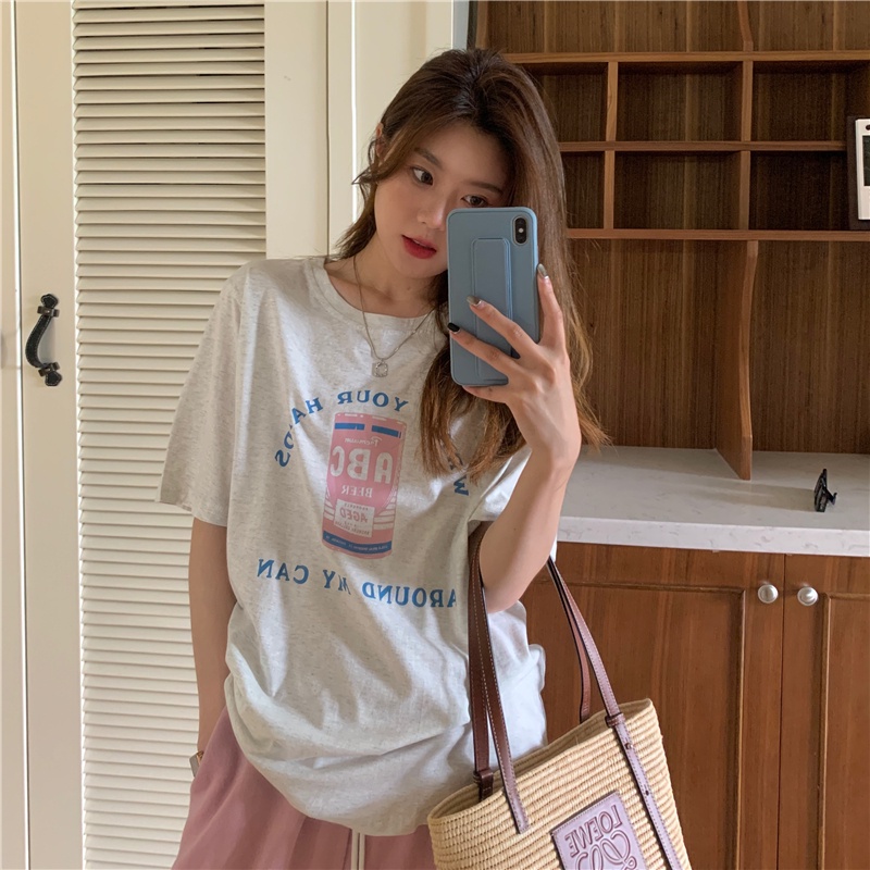 Áo thun tay ngắn cổ tròn dáng rộng nhiều màu sắc tùy chọn phong cách mùa hè mới trẻ trung dành cho bạn nữ