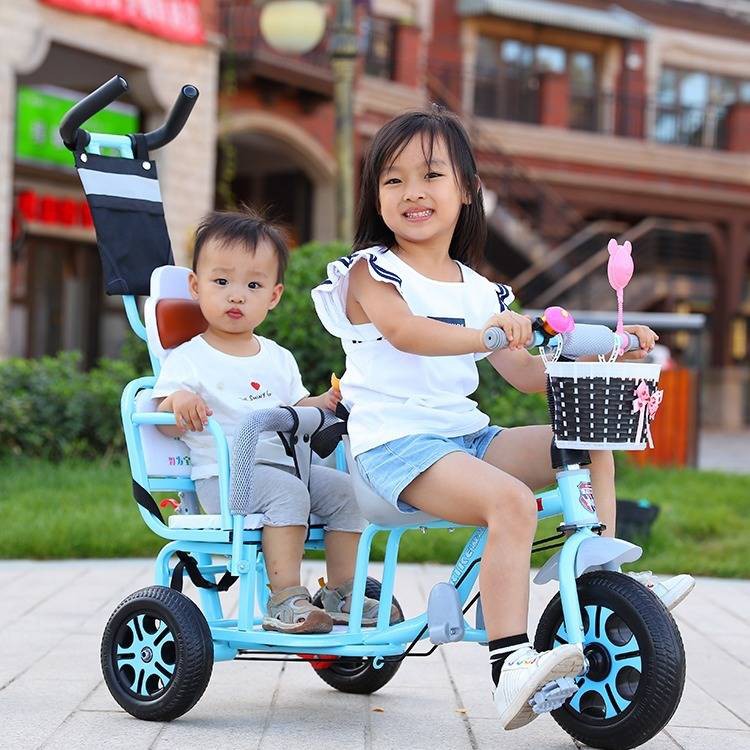 Đôi trẻ em ba bánh Twin bé Xe đạp thứ hai Xe đạp trẻ sơ sinh Xe đẩy trẻ em Xe đạp