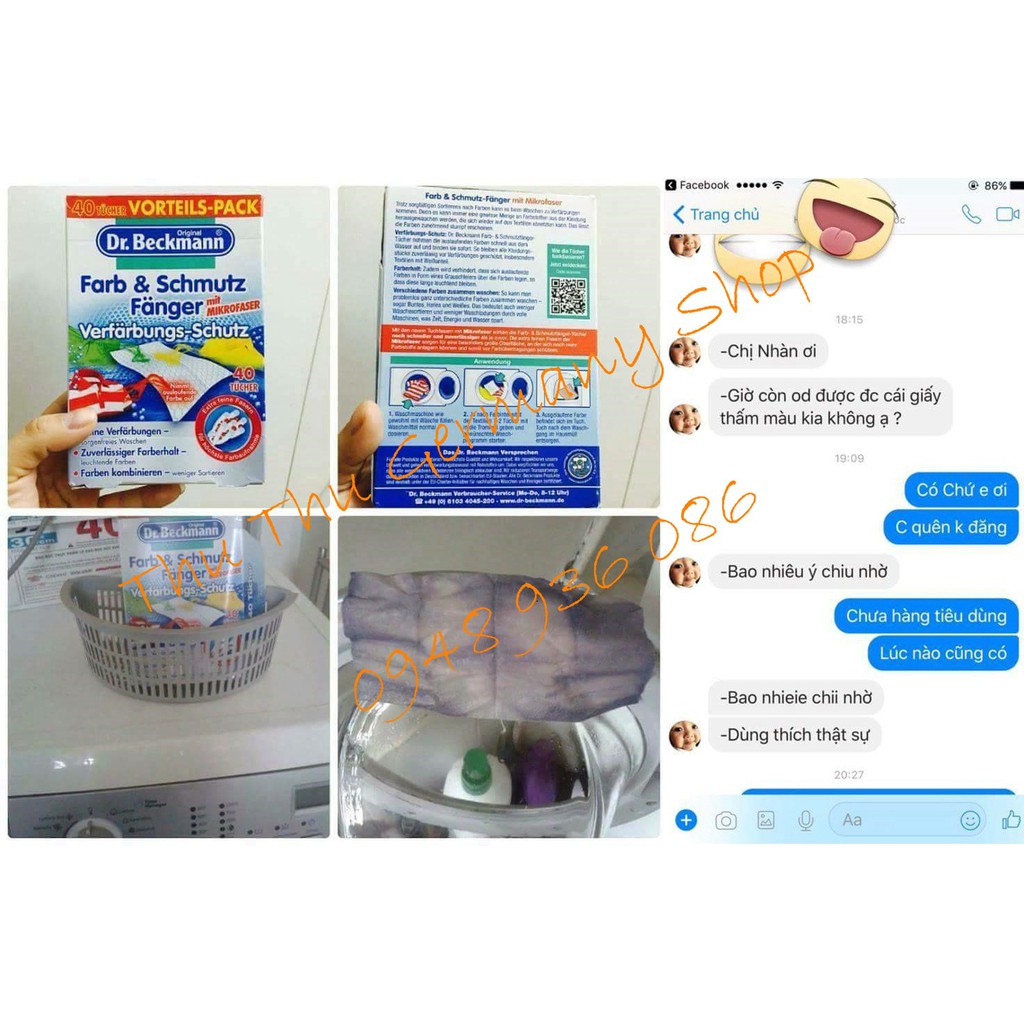 Giấy hút màu loang và làm sạch quần áo Dr.Beckmann Đức