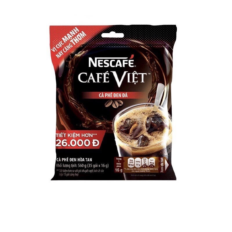 [Tặng ly sứ nắp gỗ]Combo 5 bịch cà phê đen đá 35 gói NESCAFE Cafe Việt