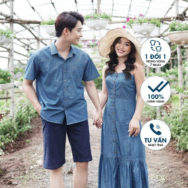 Áo sơ mi nam Emspo denim cộc tay SMS2553