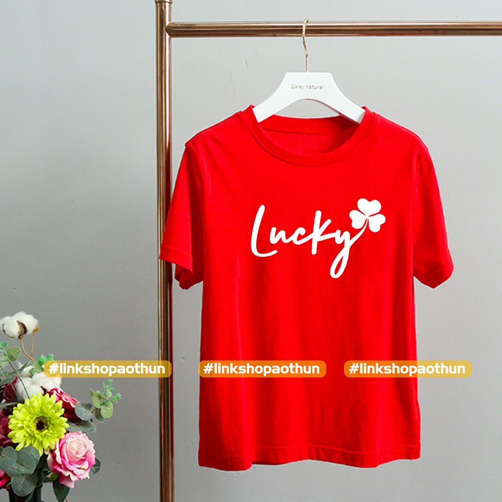 Áo đỏ Tết Lucky gia đình ngắn tay