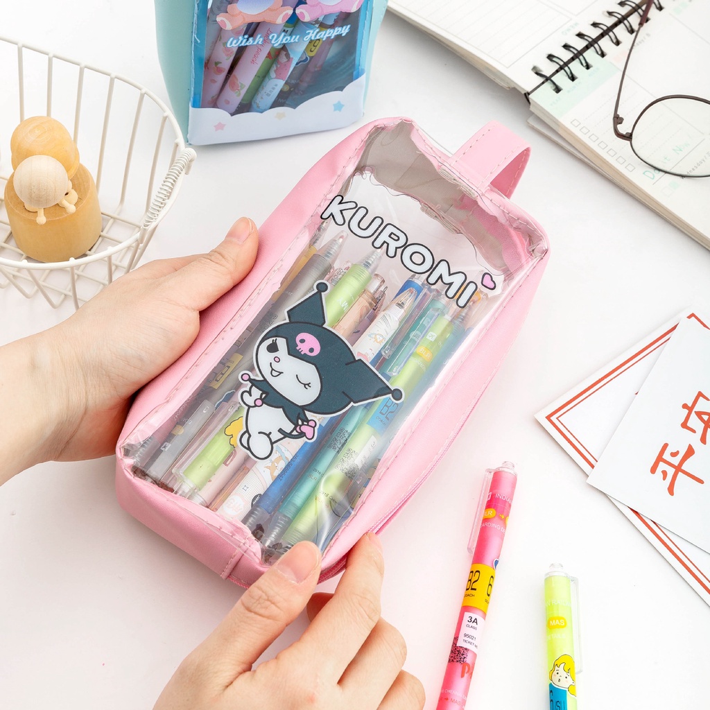Túi Đựng Bút Bằng PVC Trong Suốt Họa Tiết Hoạt Hình Dễ Thương