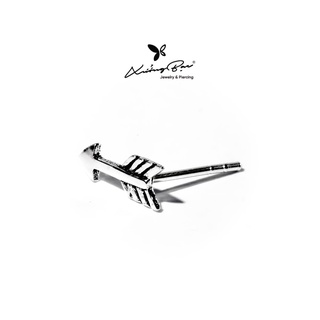  Khuyên tai Xưởng Bạc KNT2.70 thiết kế hình mũi tên chốt cánh bướm đeo vị trí Lobe Helix 