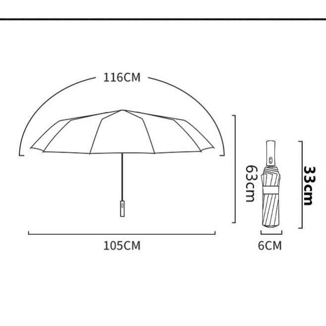 Ô dù gấp gọn đi mưa nắng chống tia UV | dù 12 nan đóng mở tự động