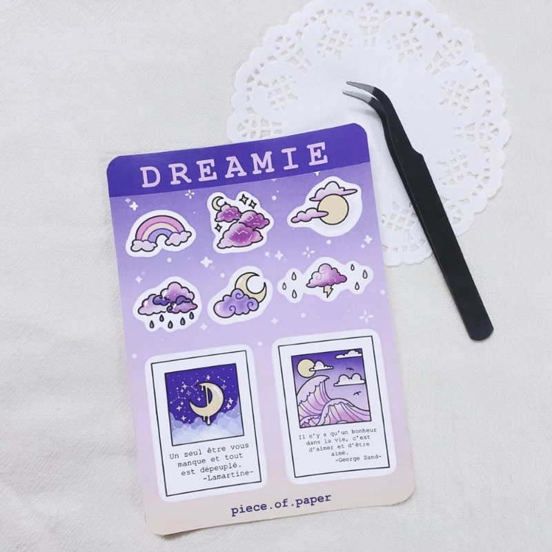 Dreamie sticker - hình dán những đám mây tím mộng mơ
