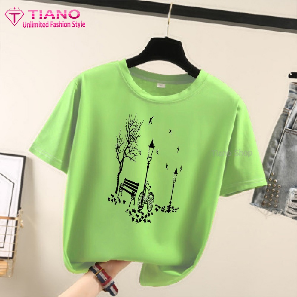 Áo Thun Nữ In Hình Công Viên Xe Đạp Dễ Thương AT-418