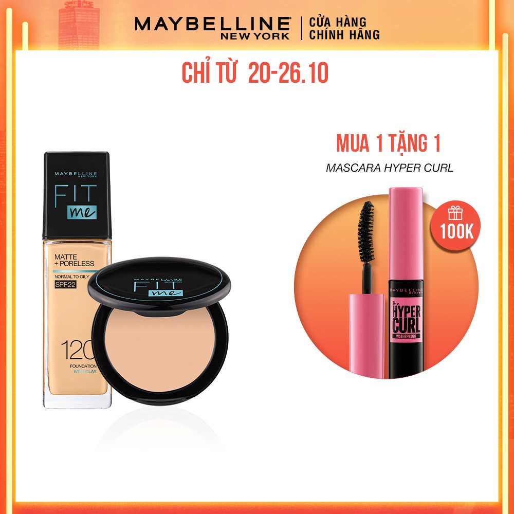 Bộ Kem Nền Fit Me và phấn nền Fit Me Compact Mịn Nhẹ Kiềm Dầu Chống