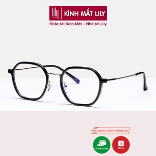 Gọng kính nam nữ LILYEYEWEAR mắt vuông giả cận chống ánh sáng xanh 2012