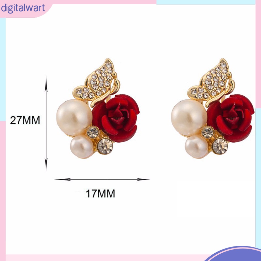 Bông tai hoa hồng đính hạt ngọc trai sang trọng cá tính dành cho nữ