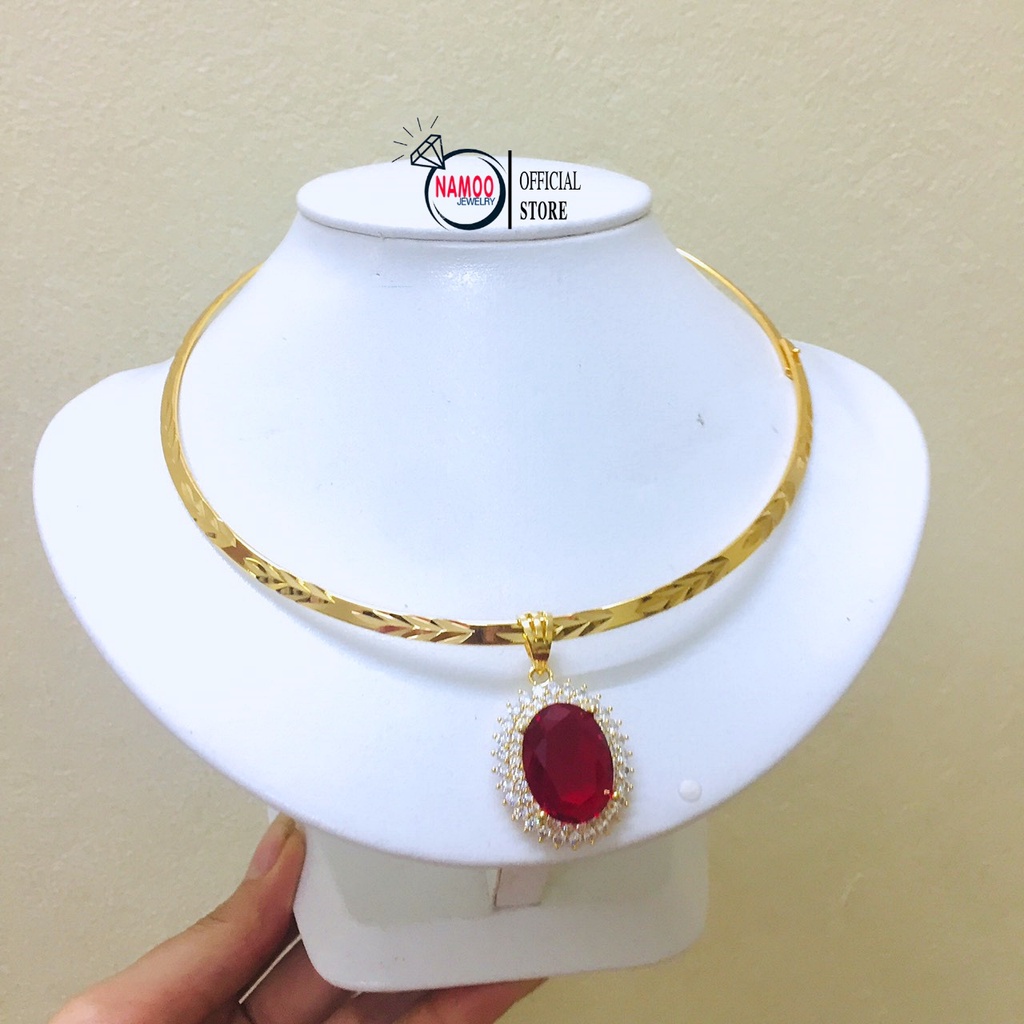 Kiềng Cổ Nữ Mạ Vàng Bản Hoa Lớn Namoo Jewelry