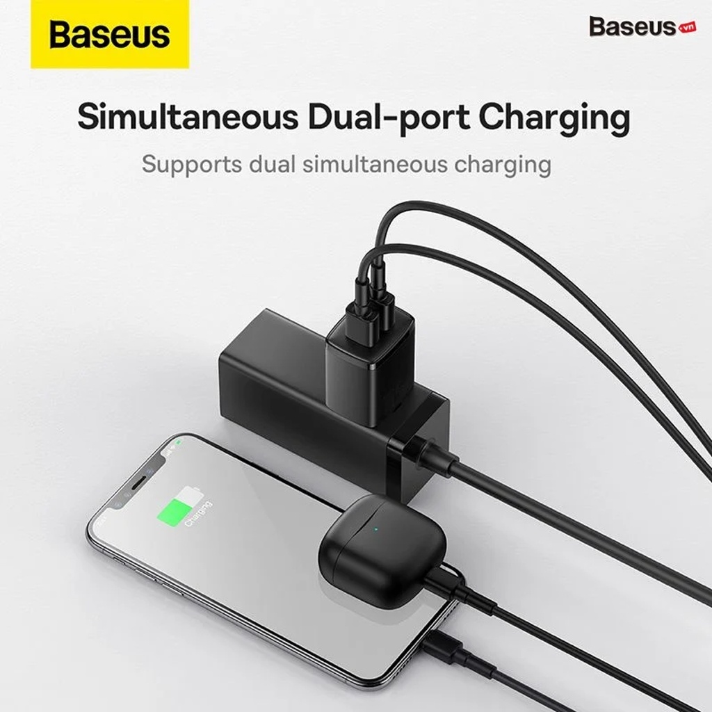 Củ sạc Baseus - Hỗ trợ sạc nhiều thiết bị (iP, SS...) - An toàn - Nhiều lớp bảo vệ - Nhận diện thiết bị