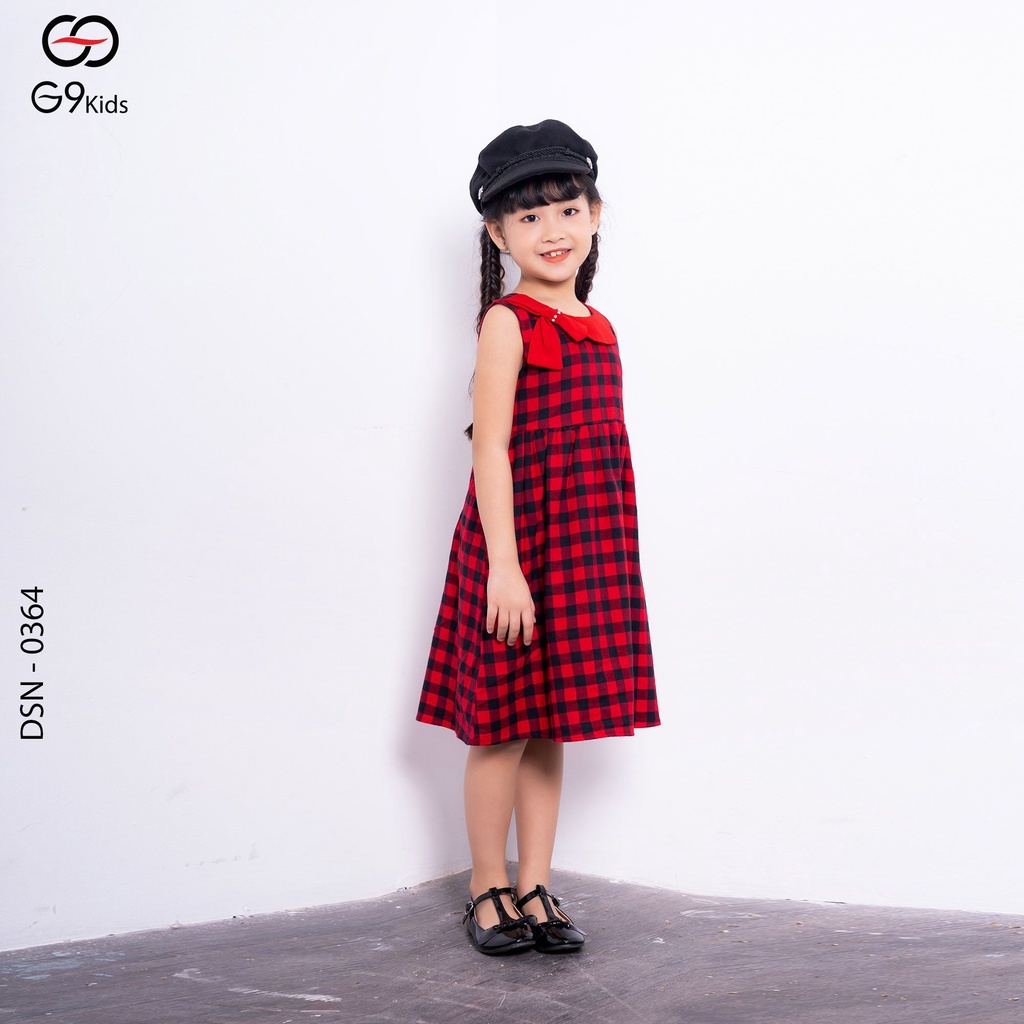 Đầm bé xèo  0364 G9moza với chất liệu thô hàn tạo nên phong cách vừa đi học đi chơi cho bé yêu