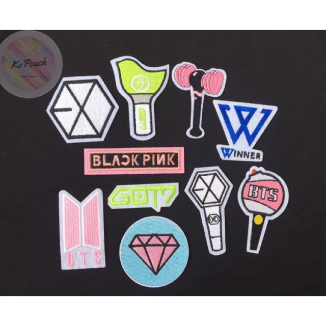 Patch / sticker / miếng dán ủi thêu hình logo các nhóm kpop Blackpink, Bts, Exo, Got7 và Winner