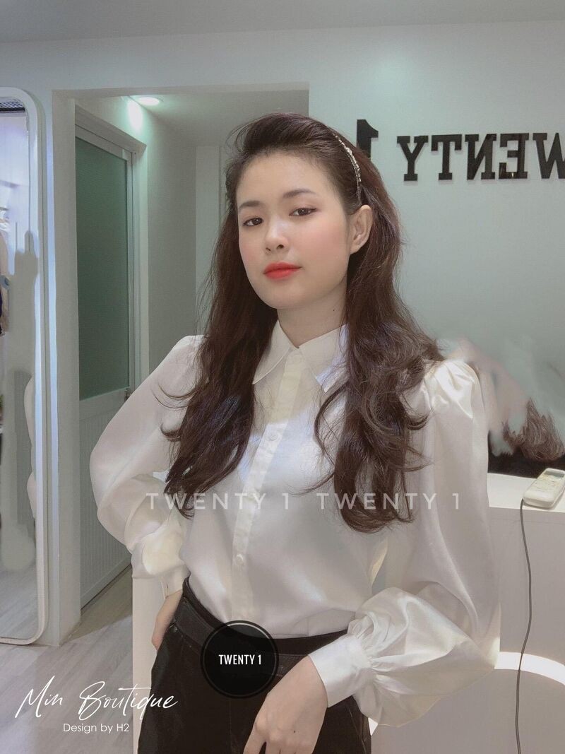 Áo sơ mi cổ đức chất vải lụa bóng bo tay bồng tiểu thư cá tính | BigBuy360 - bigbuy360.vn