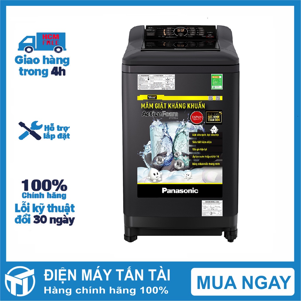 Máy giặt Panasonic 10kg NA-F100A4BRV Hẹn giờ, Khóa an toàn, Sấy gió - giao hàng miễn phí HCM