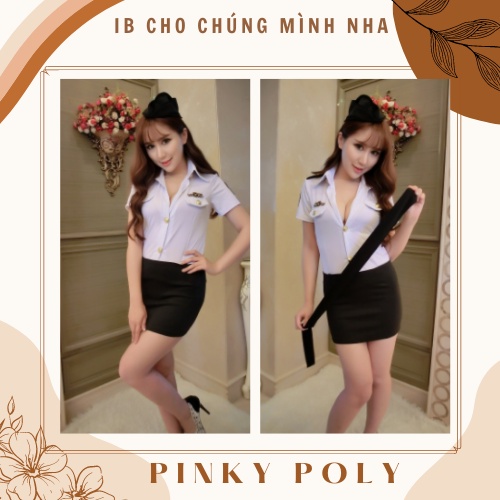 Set Cosplay Tiếp Viên Hàng Không Sexy Quyến Rũ (Mũ + Cà Vạt) - Váy Ngủ Đồng Phục PinkyPoly CP09 | BigBuy360 - bigbuy360.vn