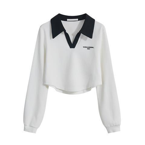 Áo polo Mỏng Tay Dài Màu Sắc Tương Phản Thời Trang Mùa Thu Cho Nữ