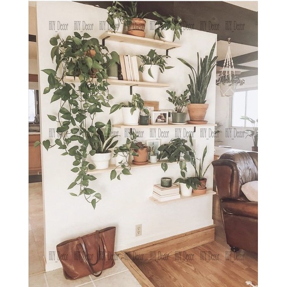 Kệ gỗ treo tường  kích thước tùy chọn + phụ kiện HUY_Decor