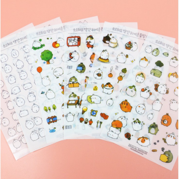 🍉Set 6 sticker thỏ Molang - Sticker dán hình siêu siêu dễ thương DUASHOP