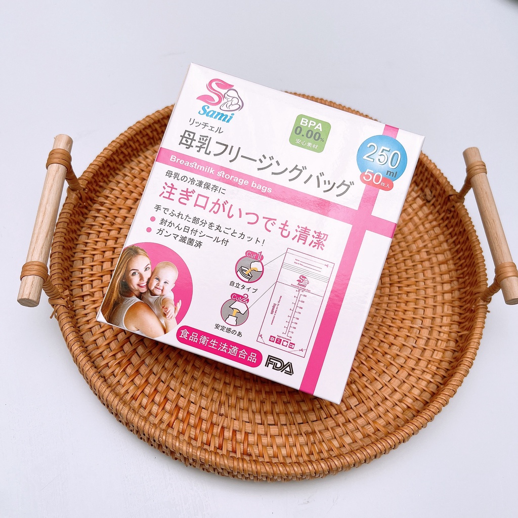 Túi trữ sữa Sami hộp 50 túi loại 250ml 𝐊𝟏𝟕