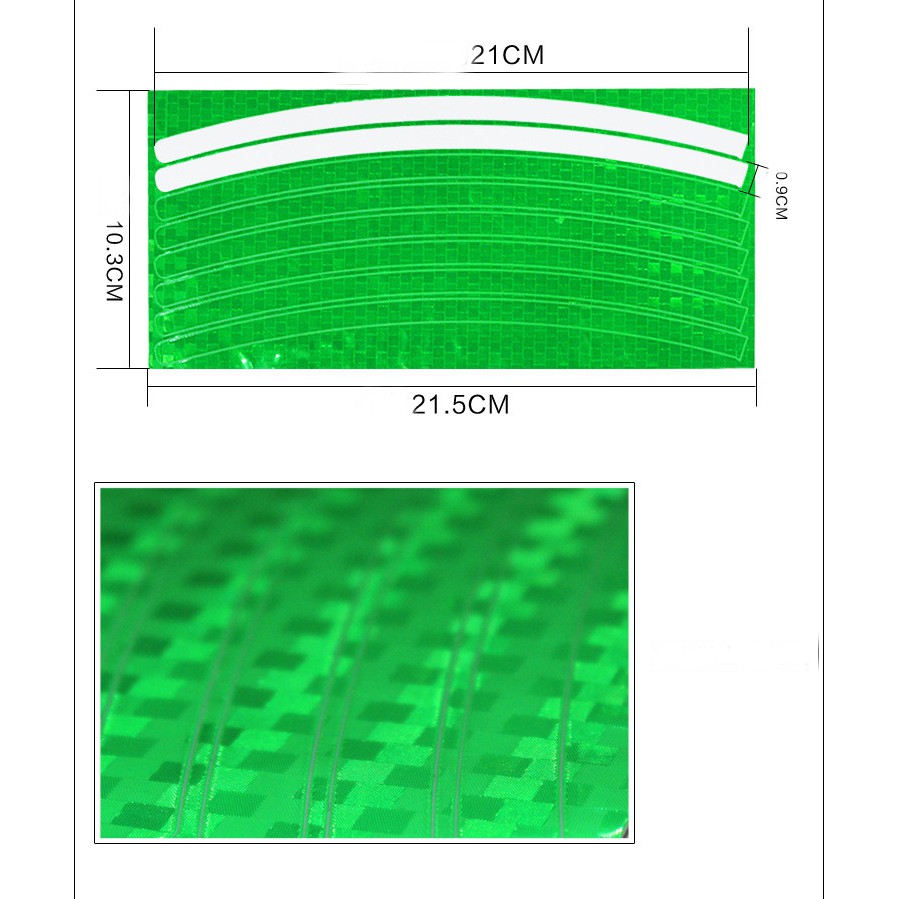 Set 8 Miếng Dán Decal Phản Quang cho Xe Máy - Oto - Xe Đạp