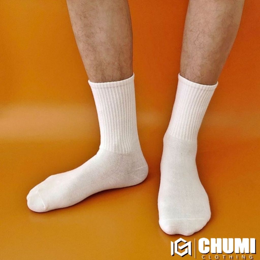 Tất cao cổ nam nữ CHUMI Basic trắng đen CM020