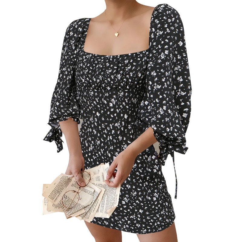 Đầm Ngắn Celmia Cổ Vuông In Hoa Viền Bèo Xinh Xắn Phong Cách Pháp Cho Phụ Nữ | BigBuy360 - bigbuy360.vn