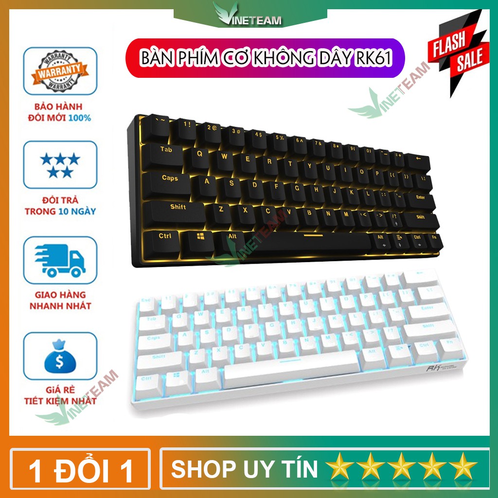 [Mã 154ELSALE2 giảm 7% đơn 300K] Bàn Phím Cơ Royal Kludge RK61 PRO Gaming Bluetooth 4.0 -dc3471