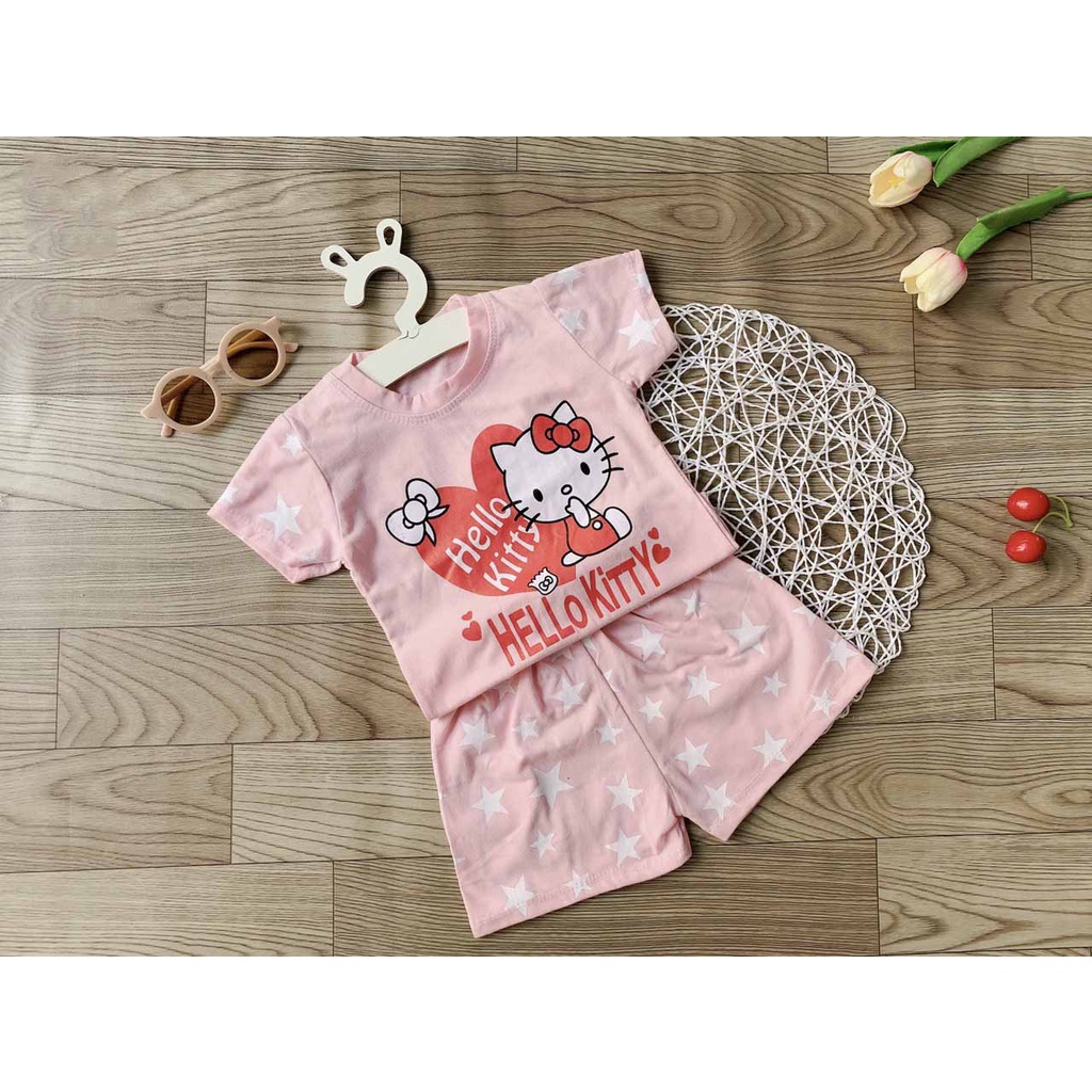 [MẪU TẾT] BỘ CỘC TAY HELLO KITTY NGÔI SAO MAY MẮN SIÊU DỄ THƯƠNG CHẤT COTTON CHO BÉ YÊU 7-17KG. VIDEO THẬT