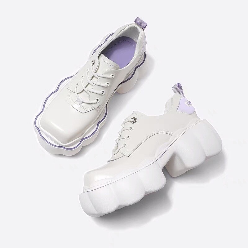 Giày da đế bông hoa cực xinh đế cao 6,5cm giày nữ ulzzang