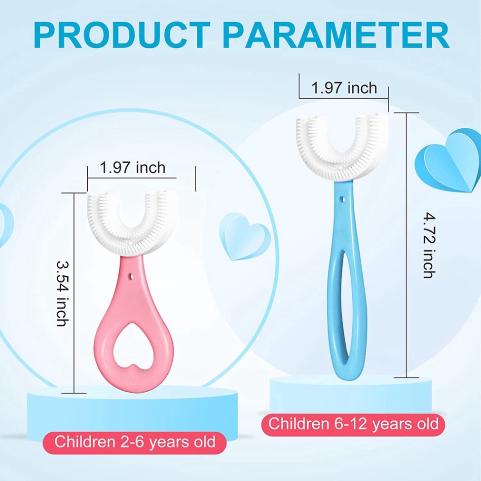 Bàn chải đánh răng hình chữ U cho bé chữ chất liệu silicon chịu được lực cắn an toàn tiện dụng cho bé từ 2-6 tuổi DANA
