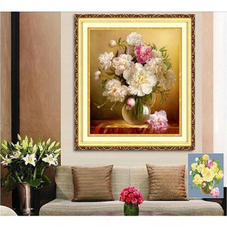 Xả kho freeship 250k toàn quốc-tranh đính đá bình hoa y8086 50x60cm- y8086- 50x60cm- ngocthinhshop