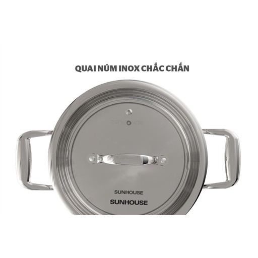Nồi inox 304 đa lớp liền đáy cao cấp SUNHOUSE MAMA SHG2020-18-22-26cm - Hàng chính hãng