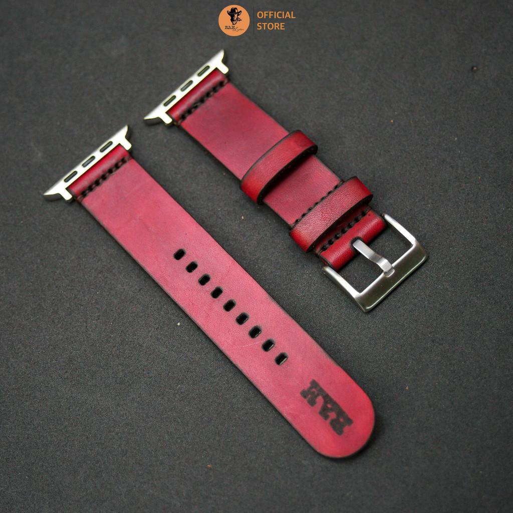 Dây Đồng Hồ Da Thật RAM Leather Simple 4 Da Bò Đơn Đỏ Đô Bền Đẹp