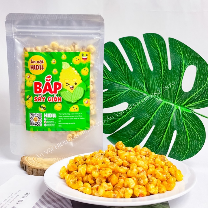 Bắp rang bơ tỏi ớt HiDu 100gr loại ngon giòn tan đậm vị