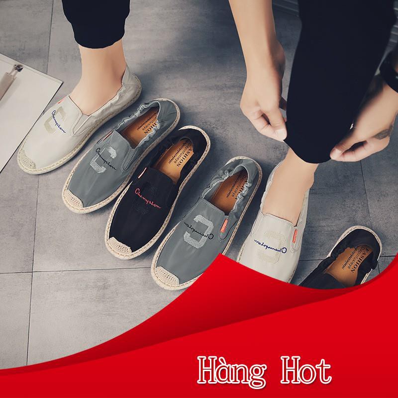 Slip on nam 2019 - Giày lười vải nam cao cấp - Vải polyester 3 màu đen, xám và trắng ngà - Mã SP 292