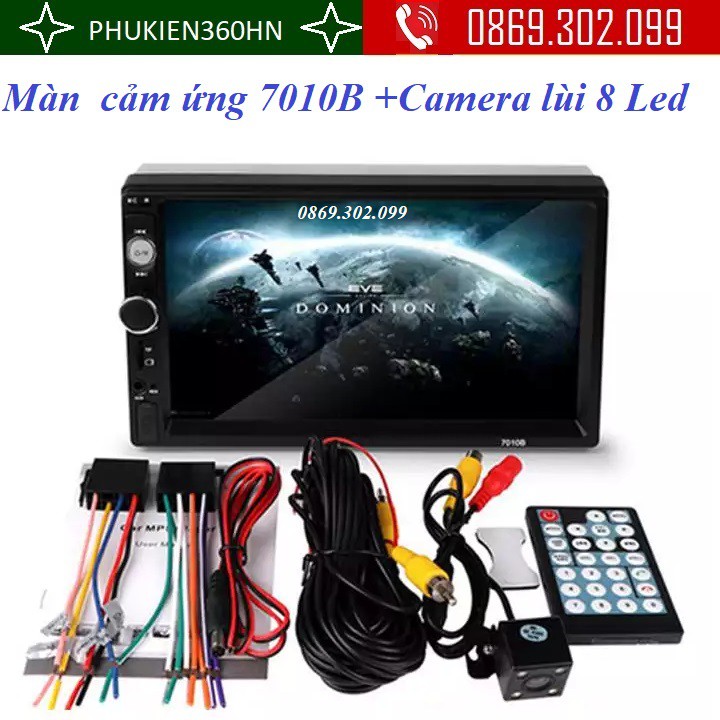 Màn Ô tô cảm ứng HD 1080 7 Inc 7010B Và Camera lùi 8 Led