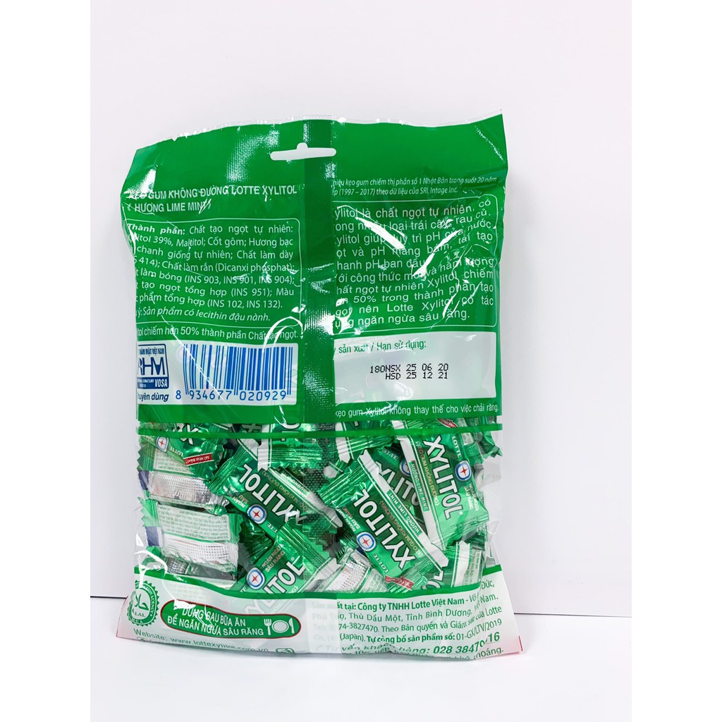 Kẹo Gum không đường Lotte Xylitol - Hương Lime Mint 159,5 g