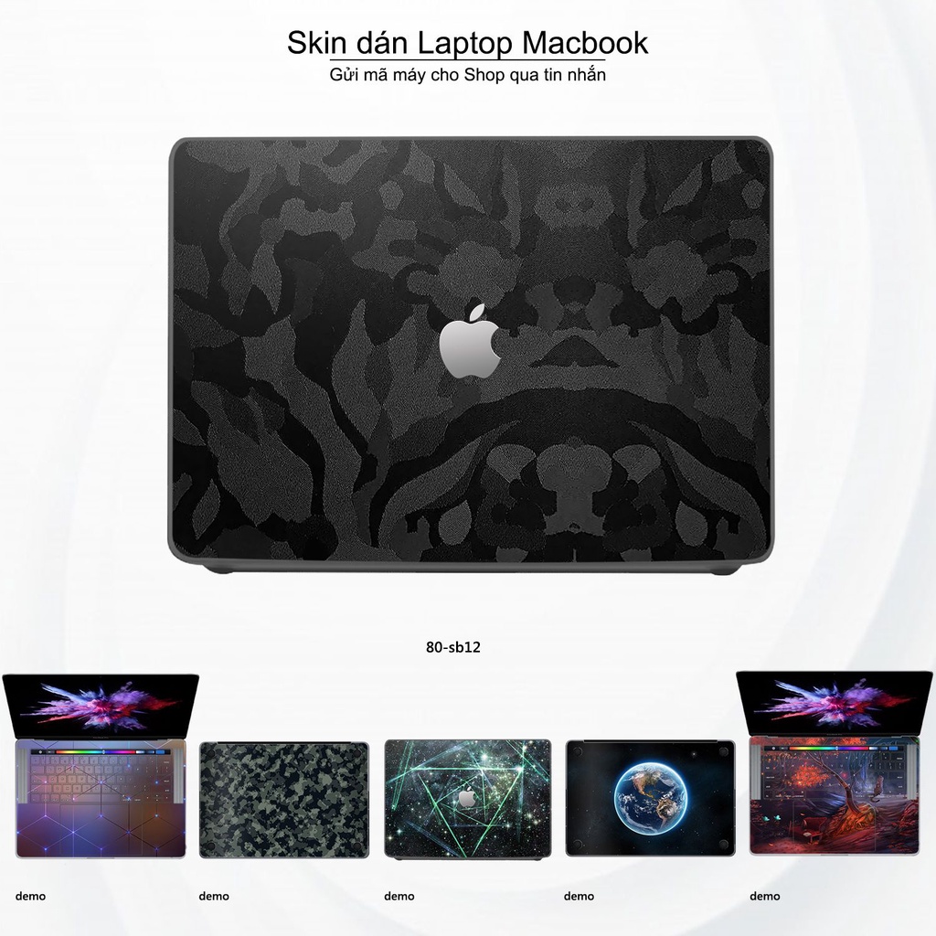Skin dán Macbook mẫu Black Camo (đã cắt sẵn, inbox mã máy cho shop)