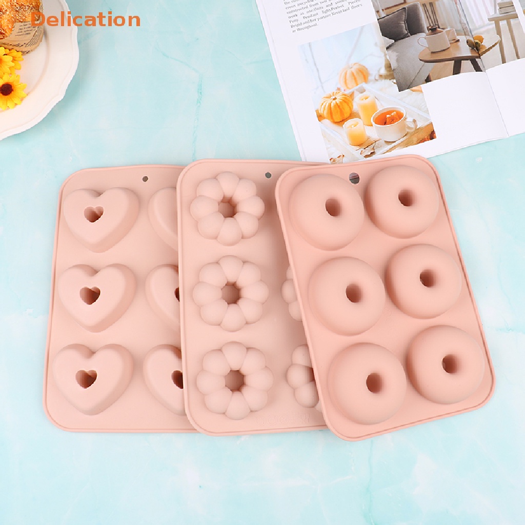 Khuôn Silicone 6 Ngăn Làm Bánh Donut Tráng Miệng DIY