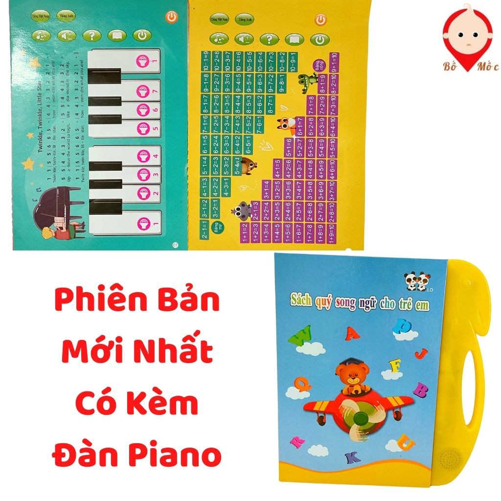 Sách Qúy Song Ngữ Điện Tử Thông Minh Biết Nói Cho Bé Có Tiếng Anh Kèm Đàn Piano (Phiên Bản Mới Nhất) -Shop Bố Mốc