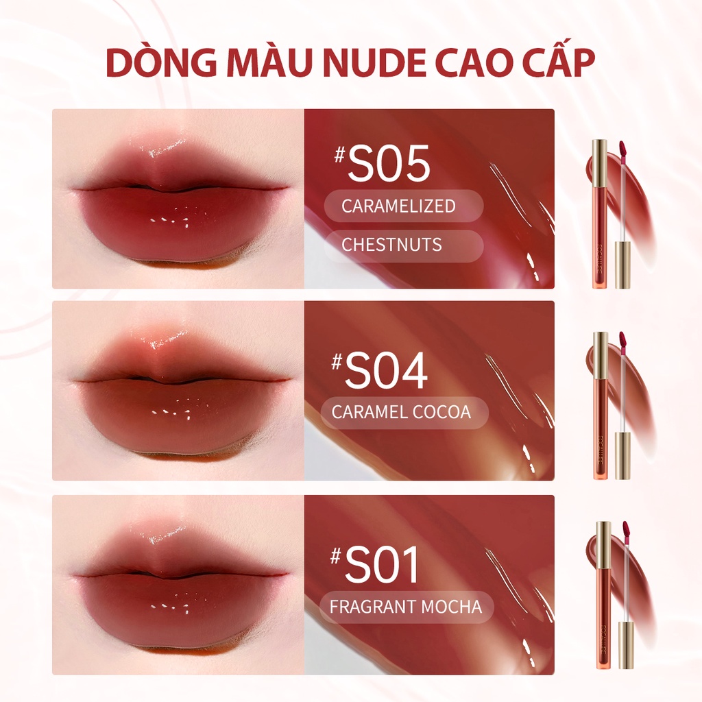 Son bóng FOCALLURE hiệu ứng gương mềm mịn chống dính lâu trôi 30g