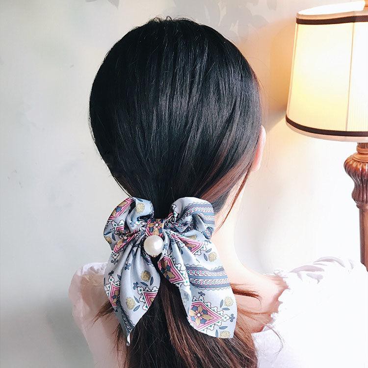 [Hàng Xịn, Giá Tốt] Cột Tóc Nơ Scrunchies Lụa Satin Đính Hạt Thổ Cẩm Nhiều Màu - HANDMADE  - Mã SC004