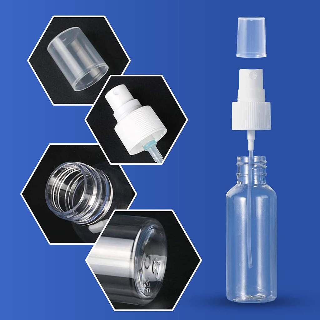 Chai nhựa pet xịt phun sương,  chiết mỹ phẩm, tinh dầu, dung dịch sát khuẩn trong suốt 5ml/10ml/20ml/30ml/50ml/100ml