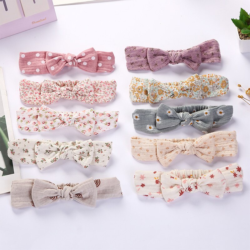Set 3 Băng Đô Nơ Họa Tiết Chấm Bi Màu Trơn Dành Cho Bé Gái