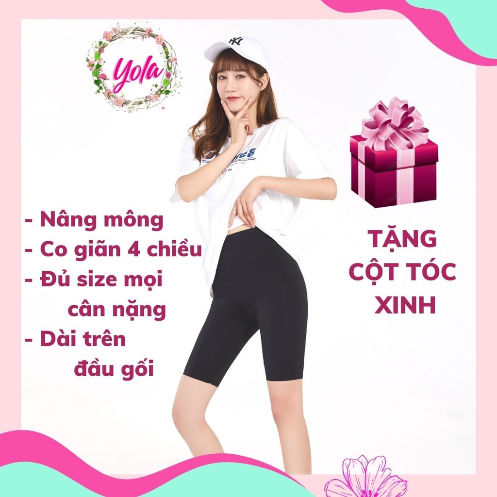 Quần Legging Đùi YOLA SHOP, Leging mùa hè, Legging Ngố Trêm Đầu Gối Cạp Cao, Nâng Mông, Co Giãn Trẻ Trung