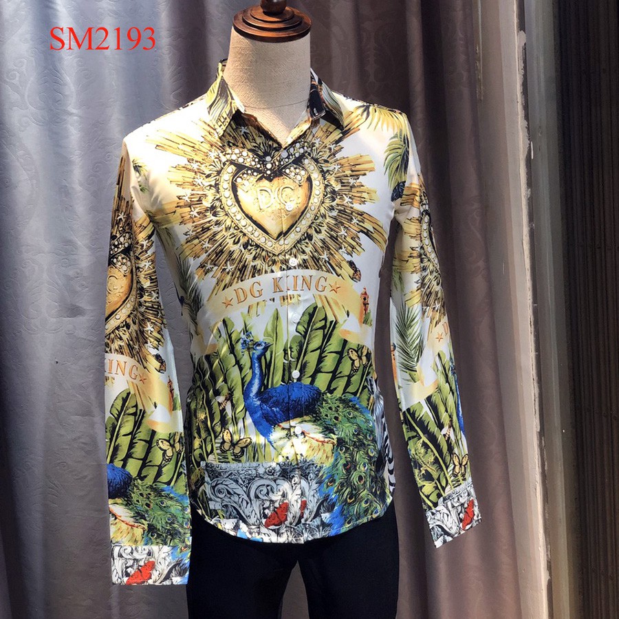 Áo sơ mi họa tiết versace - SM2193, vãi mền,form body sang trọng, chống mồi hôi không nhăn,ảnh thật 100%