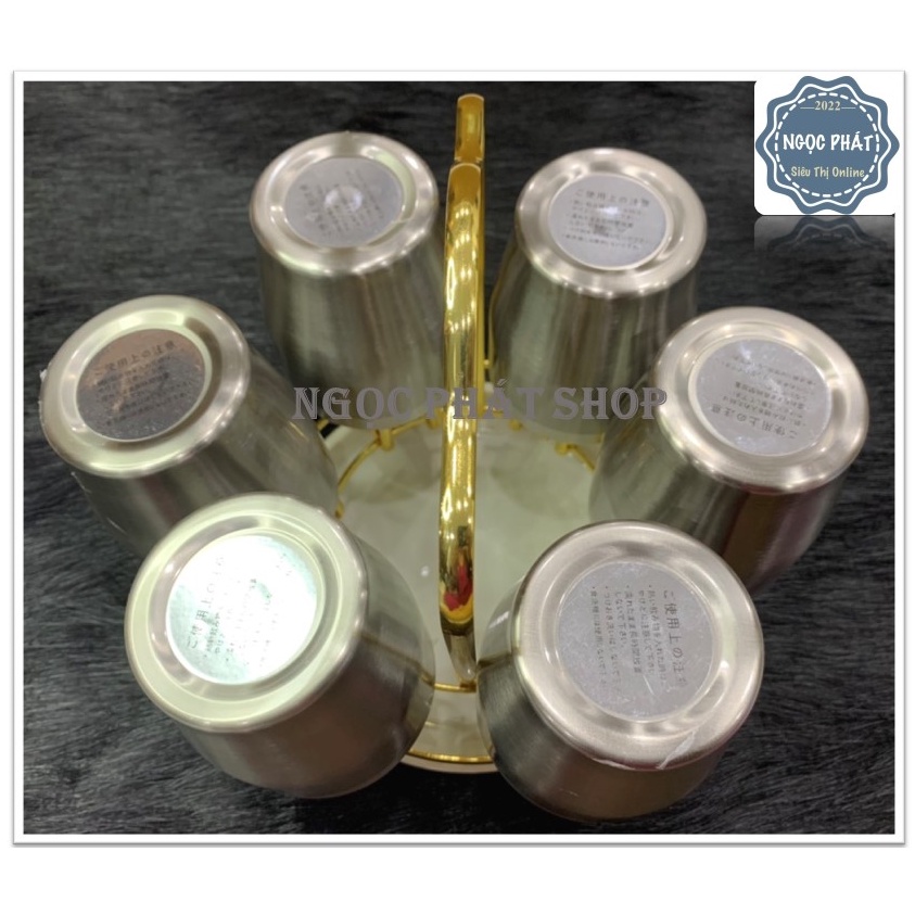 Khay úp cốc, ly Inox 304 Vàng Gương - Phong Cách Á Châu Sang trọng, Có khay hứng nước kèm theo