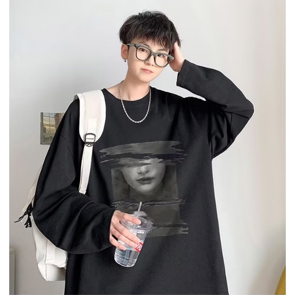 Áo Thun Tay Dài Oversize Chất Liệu Cotton In Họa Tiết Mỹ Thời Trang Mùa Hè Cho Nam Và Nữ SIze M-8XL